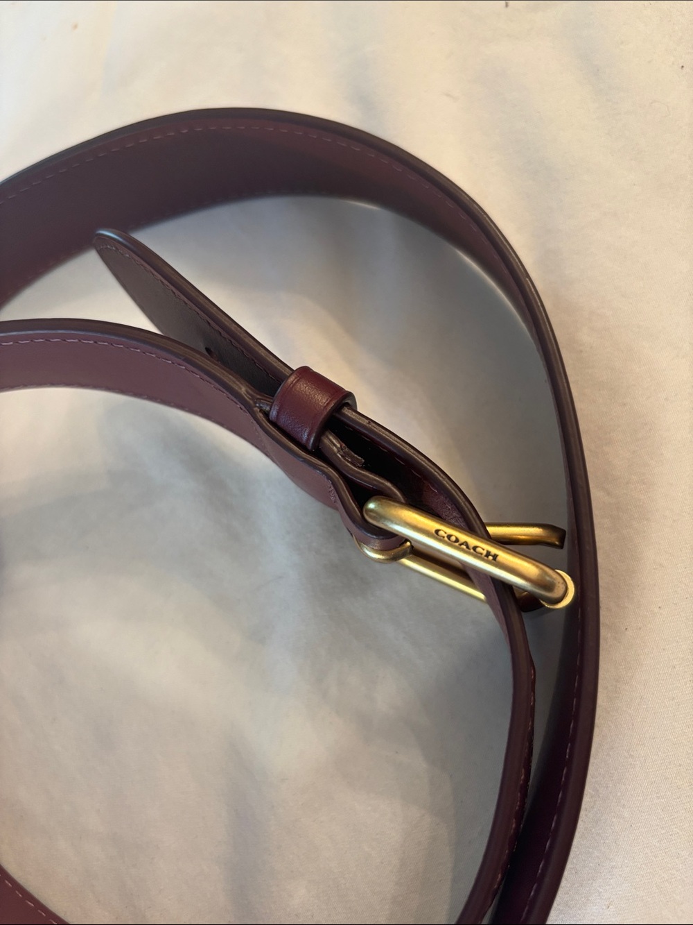 Coach leather crossbody purse strap, Wine color w/Gold-Tone Buckle and clasps